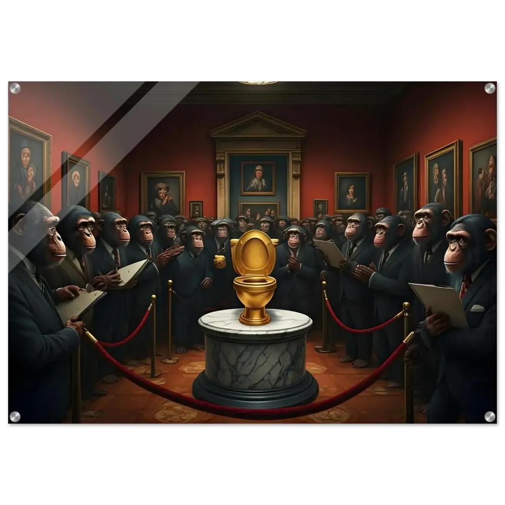 Golden Toilet on display at PixiOnyx Golden Throne Acrylic Print exhibition
