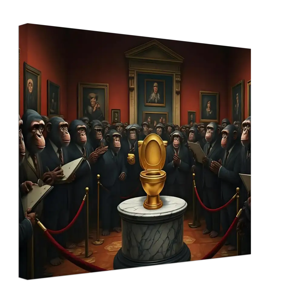Golden toilet from The Golden Throne Canvas by PixiOnyx Absurdist Museum Wrap