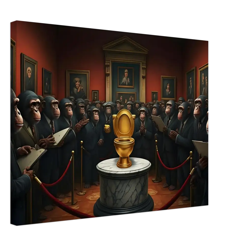 Golden toilet in The Golden Throne Canvas by PixiOnyx Absurdist Museum Wrap
