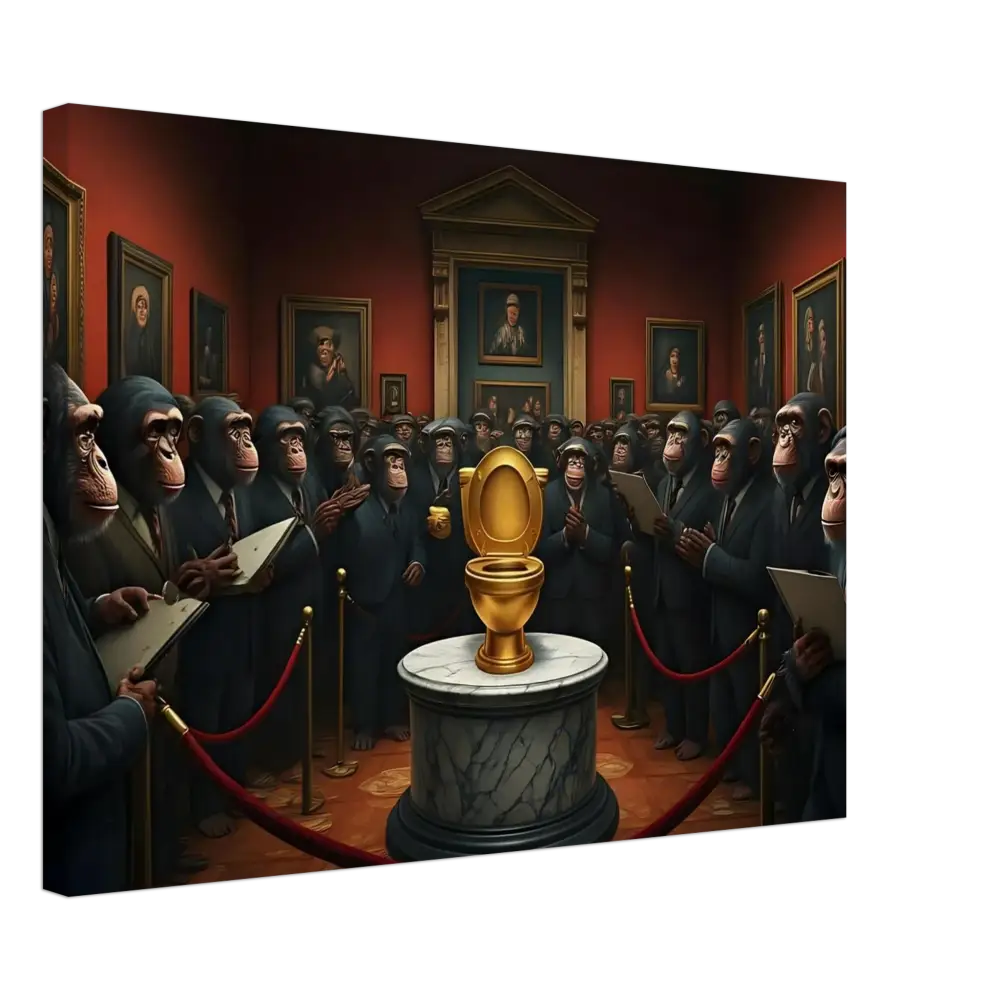 Golden toilet exhibit in The Golden Throne Canvas by PixiOnyx for Absurdist Museum Wrap