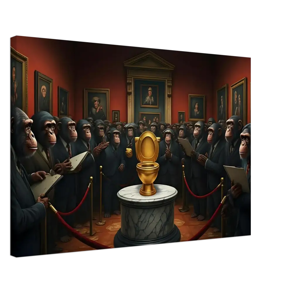 Golden Toilet displayed on The Golden Throne Canvas by PixiOnyx Absurdist Museum Wrap