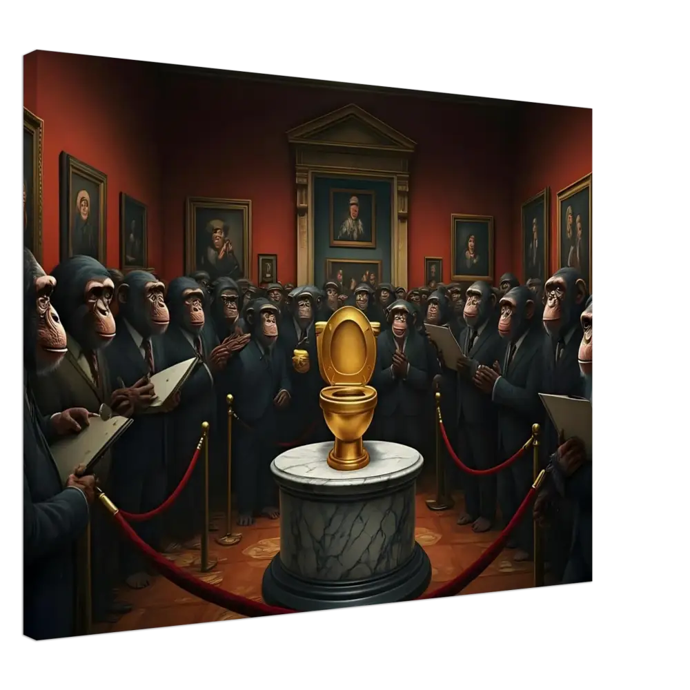 Golden toilet from The Golden Throne Canvas by PixiOnyx Absurdist Museum Wrap