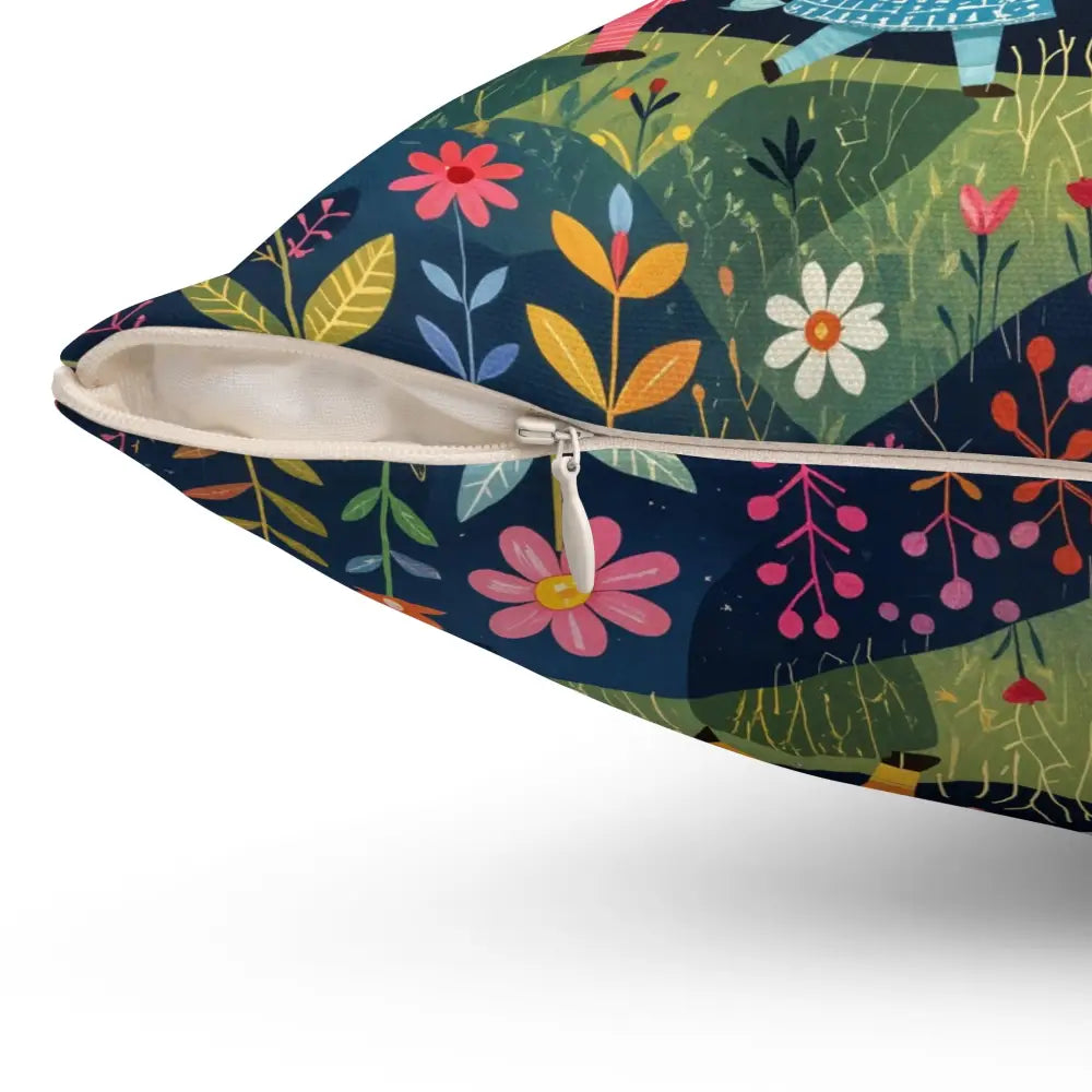 Floral-patterned Forest Creature Dance cushion with visible zipper by Honson Ventures Limited