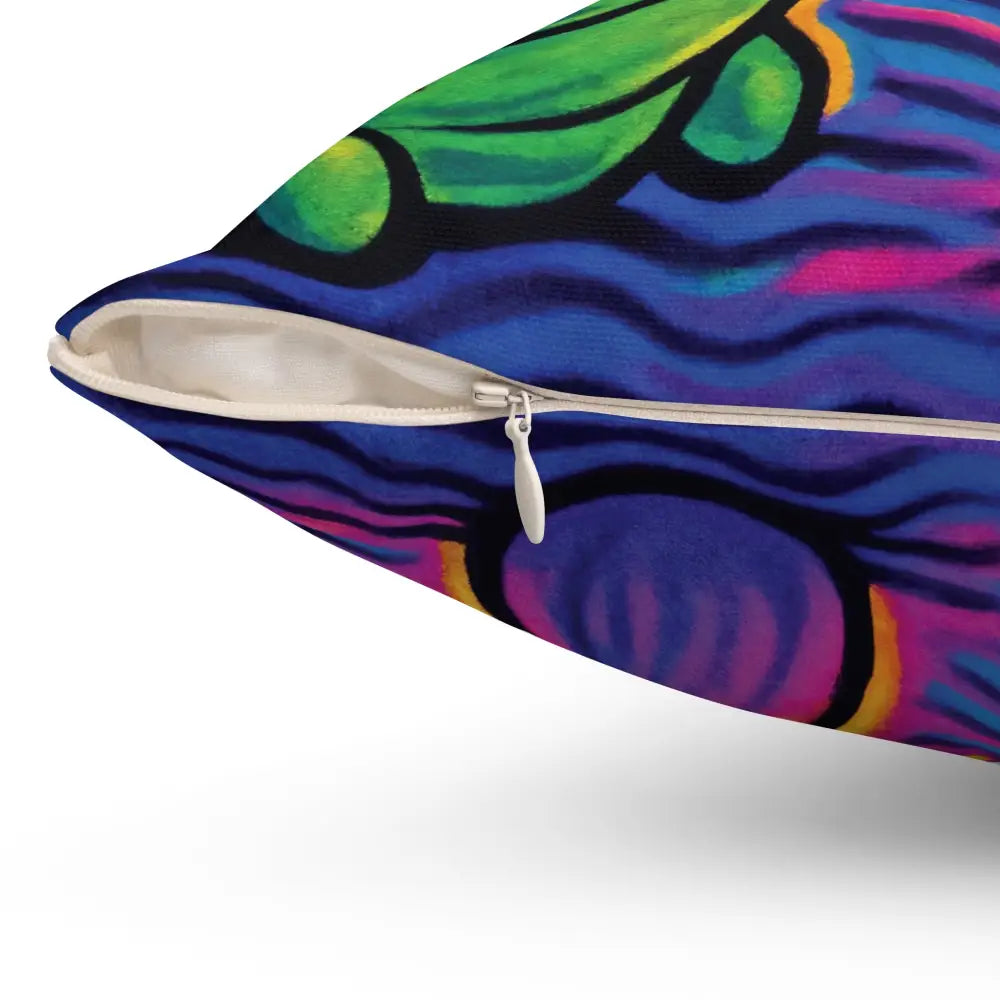 Colorful decorative throw pillow from PixiOnyx Psychedelic Decor Shroomapillar Snack Attack line
