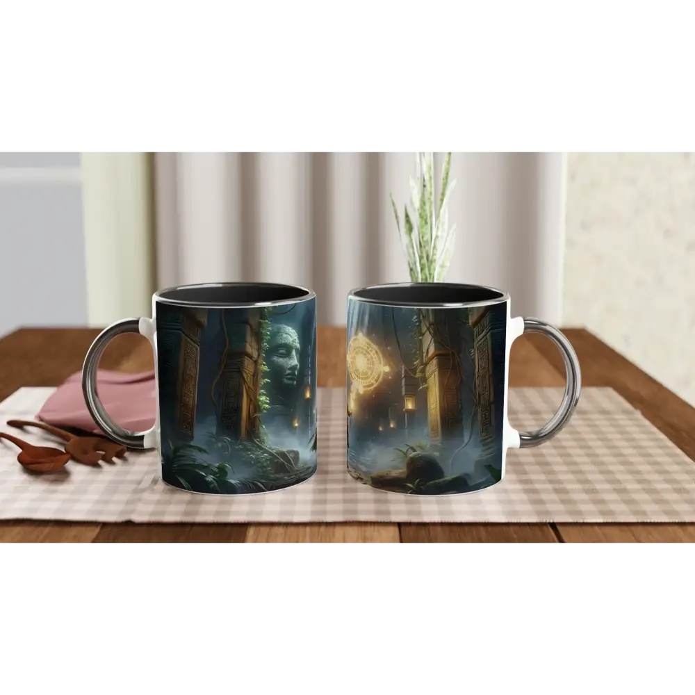 Fantasy-themed ceramic mugs with sacred glyphs design for Torchbearer Mug PixiOnyx