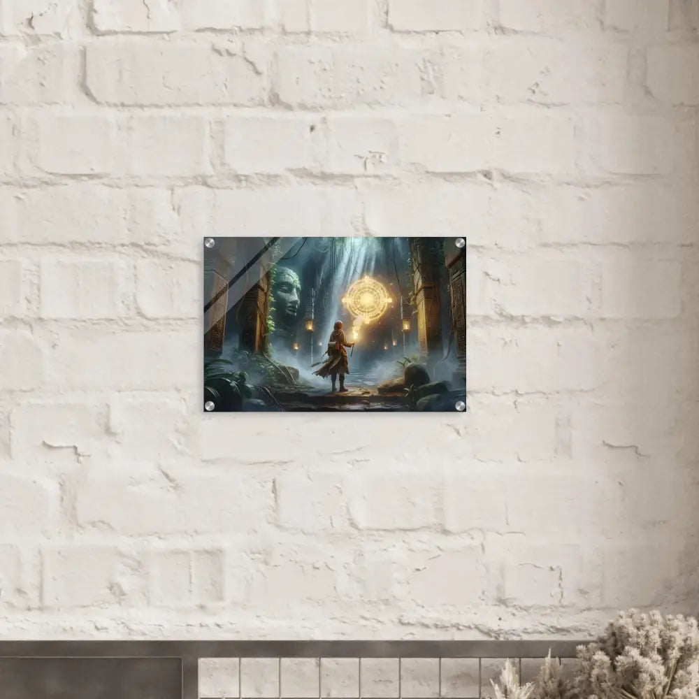 Fantasy art print of Torchbearer of the Forgotten Glyphs acrylic wall art display