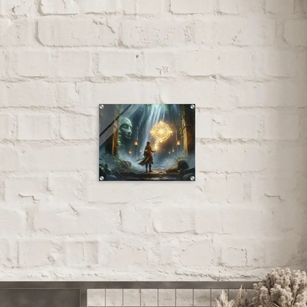 Fantasy art print showcasing Torchbearer of the Forgotten Glyphs acrylic wall art