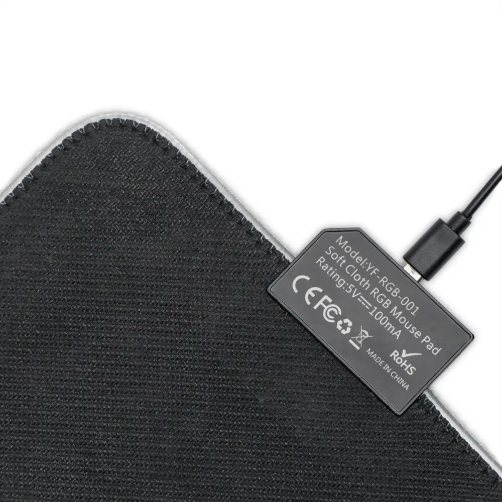 Black cloth RGB gaming mouse pad with USB connector from Torchbearer of the Forgotten Glyphs