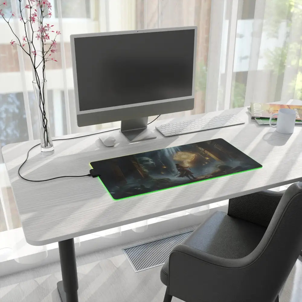 Illuminated RGB LED Gaming Mouse Pad from Torchbearer of the Forgotten Glyphs collection