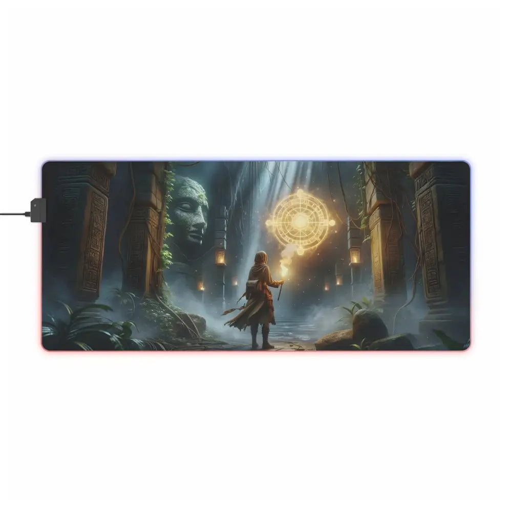 Illuminated gaming mousepad with fantasy scene for PixiOnyx Lorelit Torchbearer setup