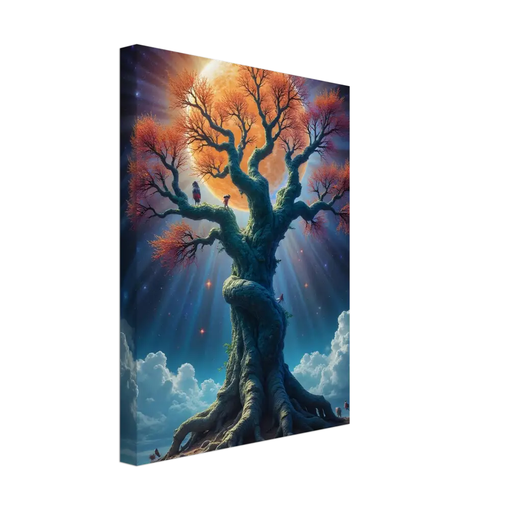 Fantasy tree art canvas print featuring cosmic roots for PixiOnyx Wall Art