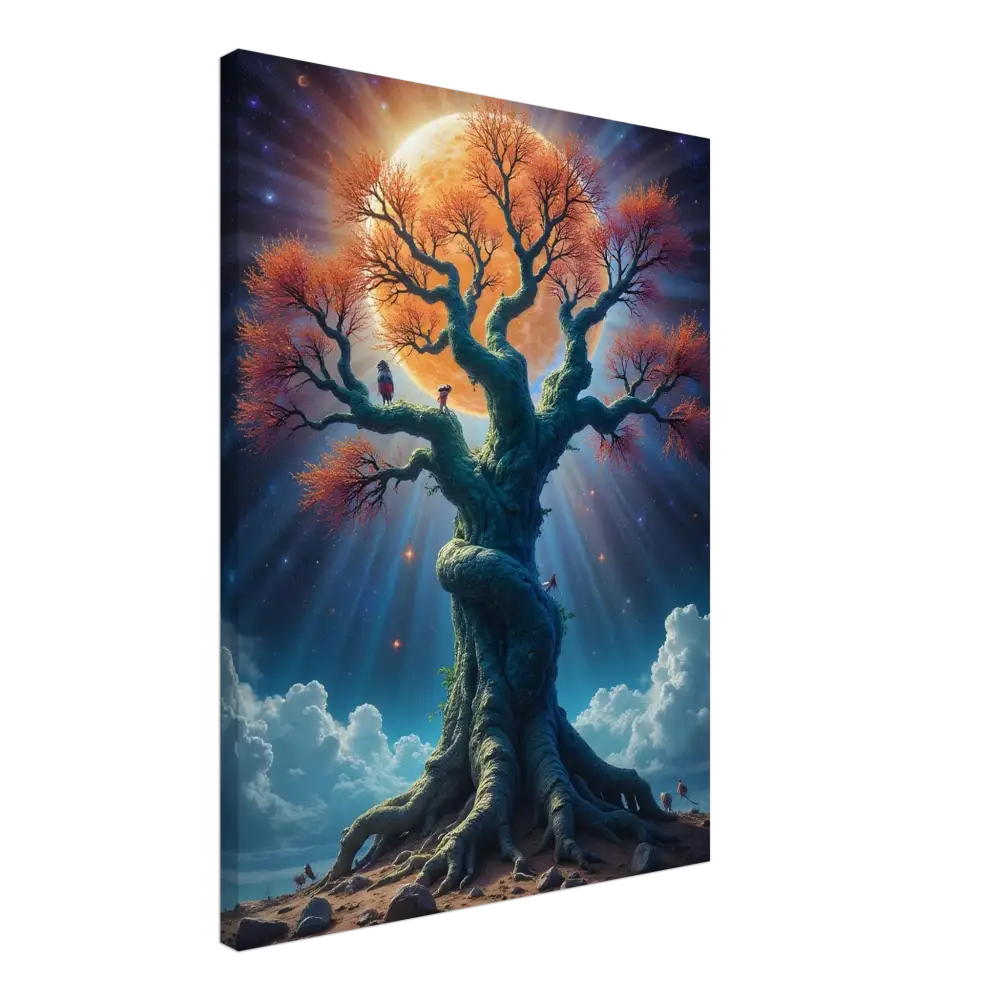 Fantasy tree with orange leaves on the Tree of Light Canvas Print Cosmic Roots PixiOnyx Wall Art