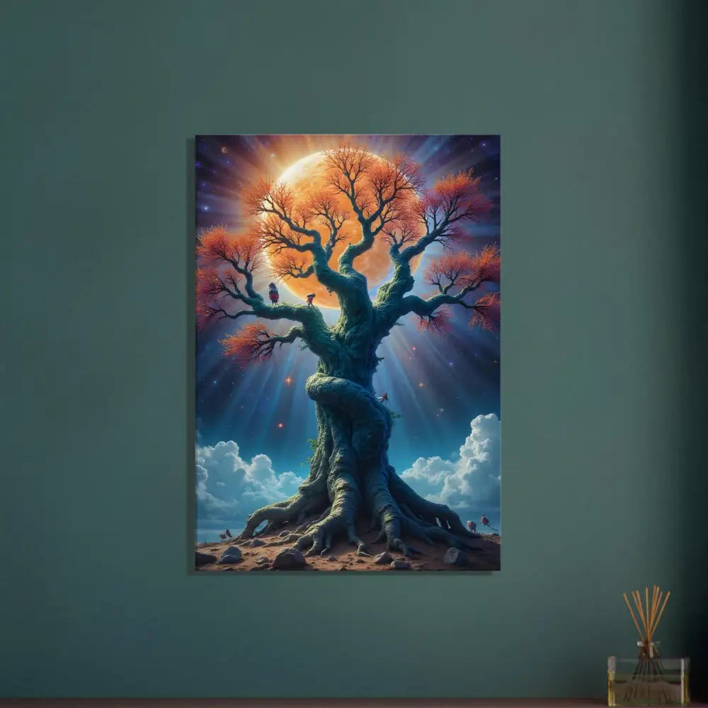 Fantasy tree art print featuring cosmic roots on PixiOnyx Wall Art Canvas Print