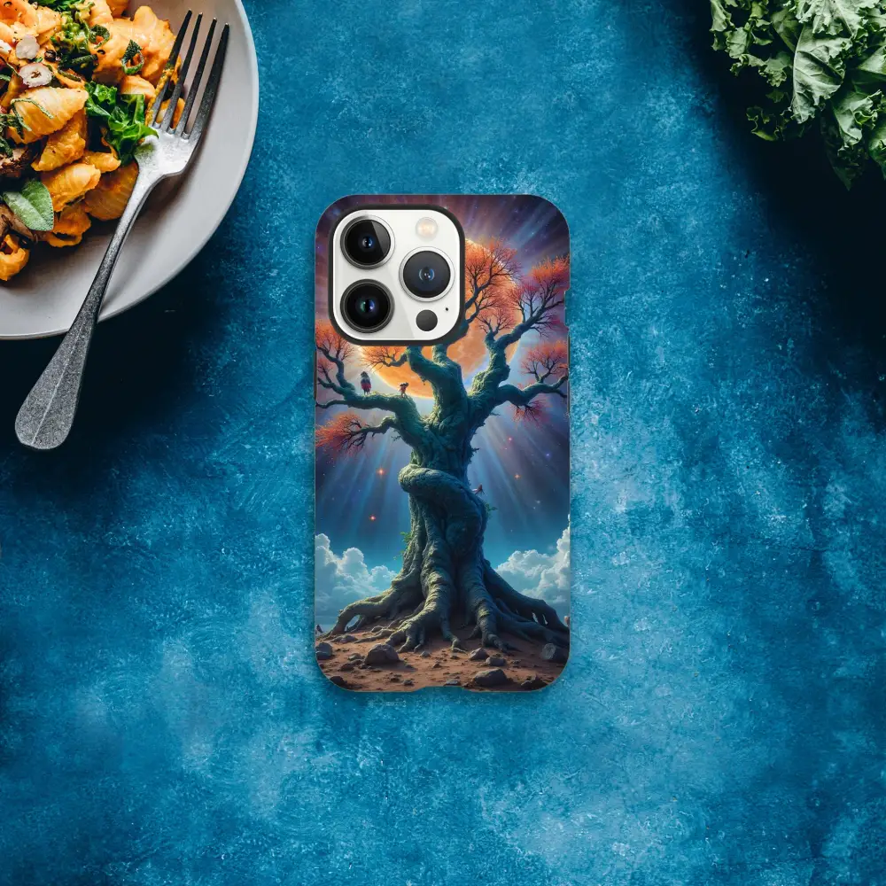 Tree of Light iPhone Case with celestial tree design and tough shell protection