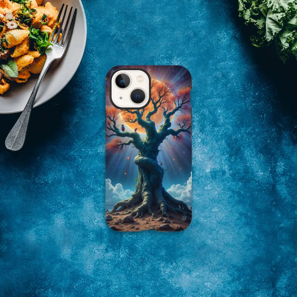 Tree-themed phone case for iPhone featuring celestial roots design by PixiOnyx