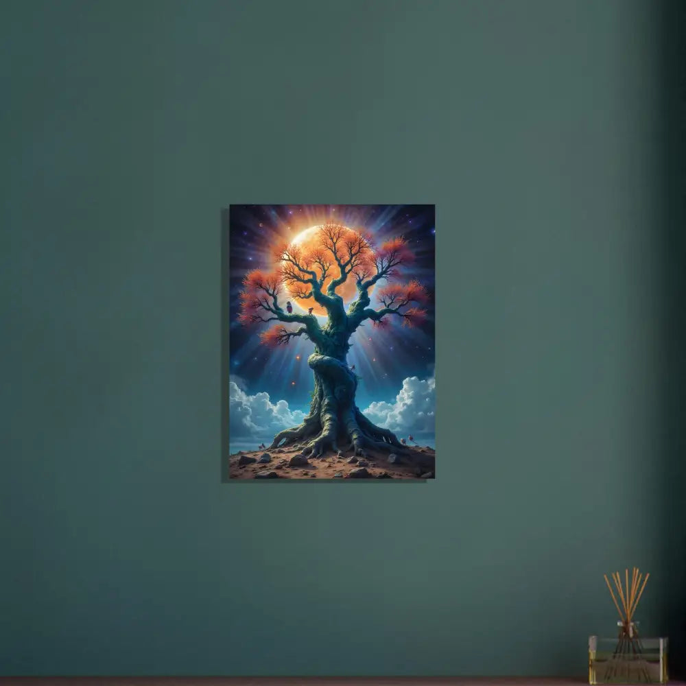 Fantasy tree art print titled Tree of Light Poster Cosmic Roots by PixiOnyx Fine Art