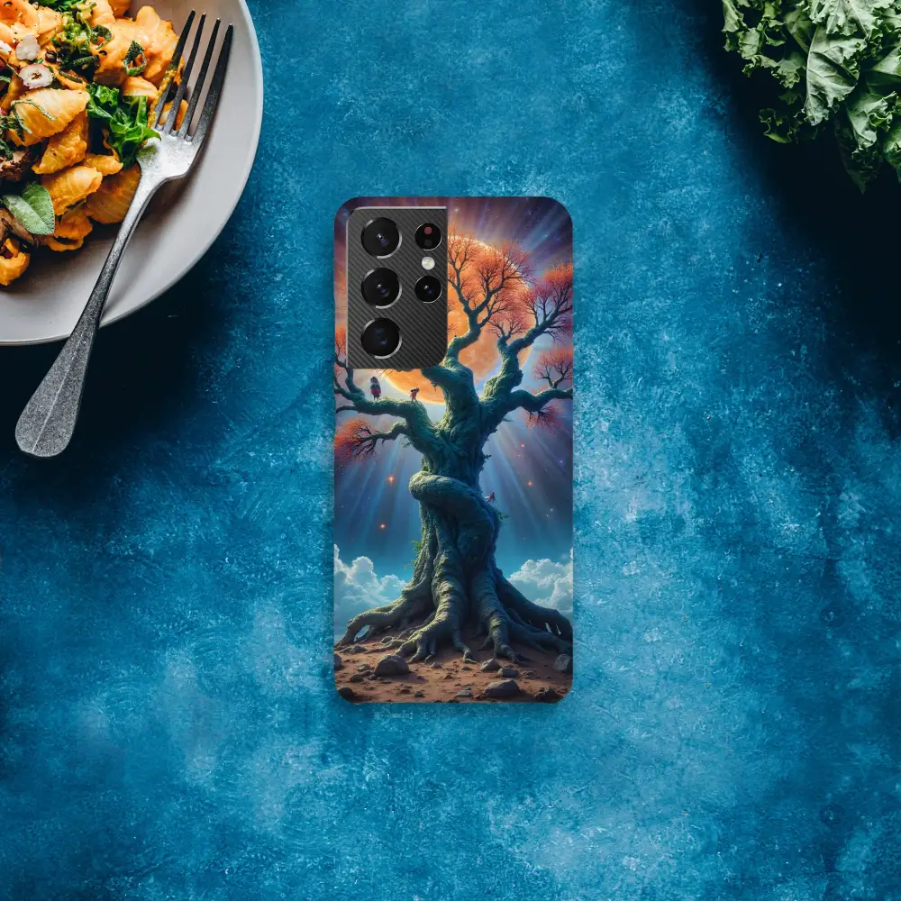 Artistic tree-themed Samsung phone case featuring a Stellar Tree design by PixiOnyx