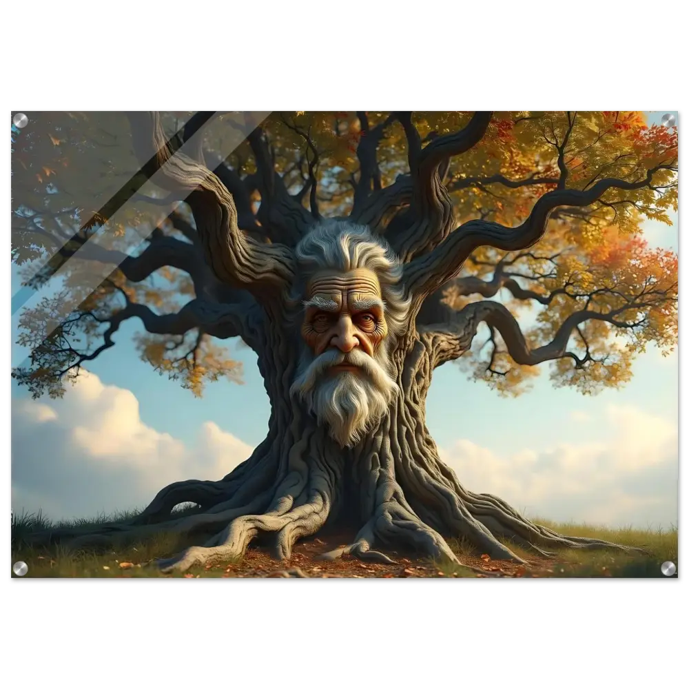 Tree with an old man’s face in the Treeface Acrylic Print The Wisdomroot Sentinel by PixiOnyx