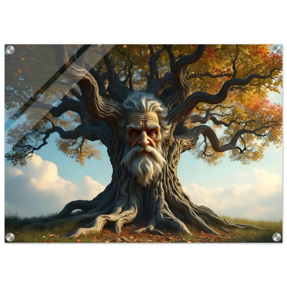 Tree with an old man’s face in Treeface Acrylic Print The Wisdomroot Sentinel by PixiOnyx
