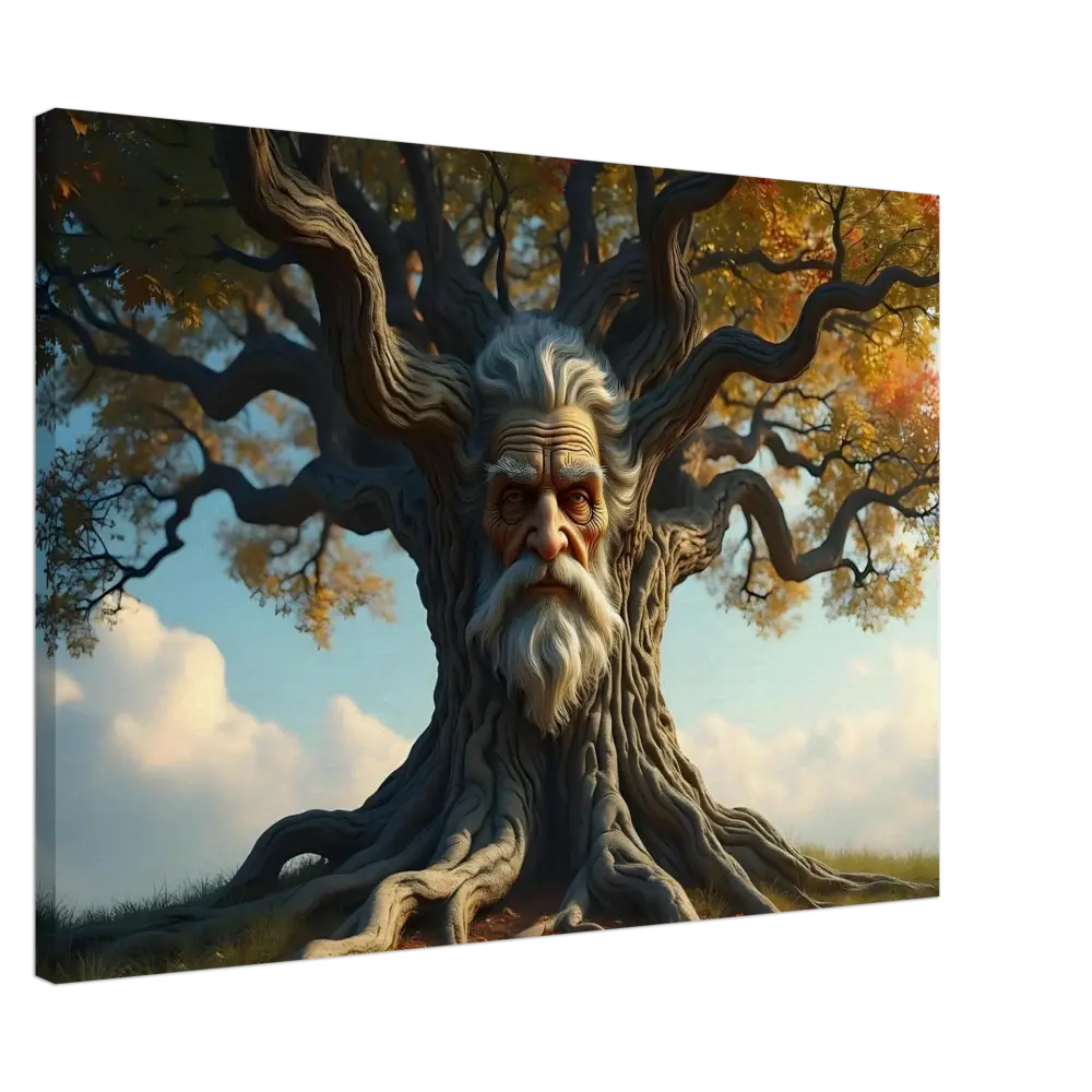 Tree with an old man’s face in PixiOnyx Mythic Decor Treeface Canvas displayed