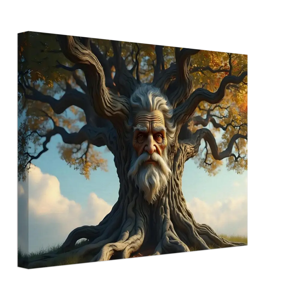 Tree with an old man’s face displaying in Treeface Canvas The Wisdomroot Sentinel PixiOnyx Mythic Decor