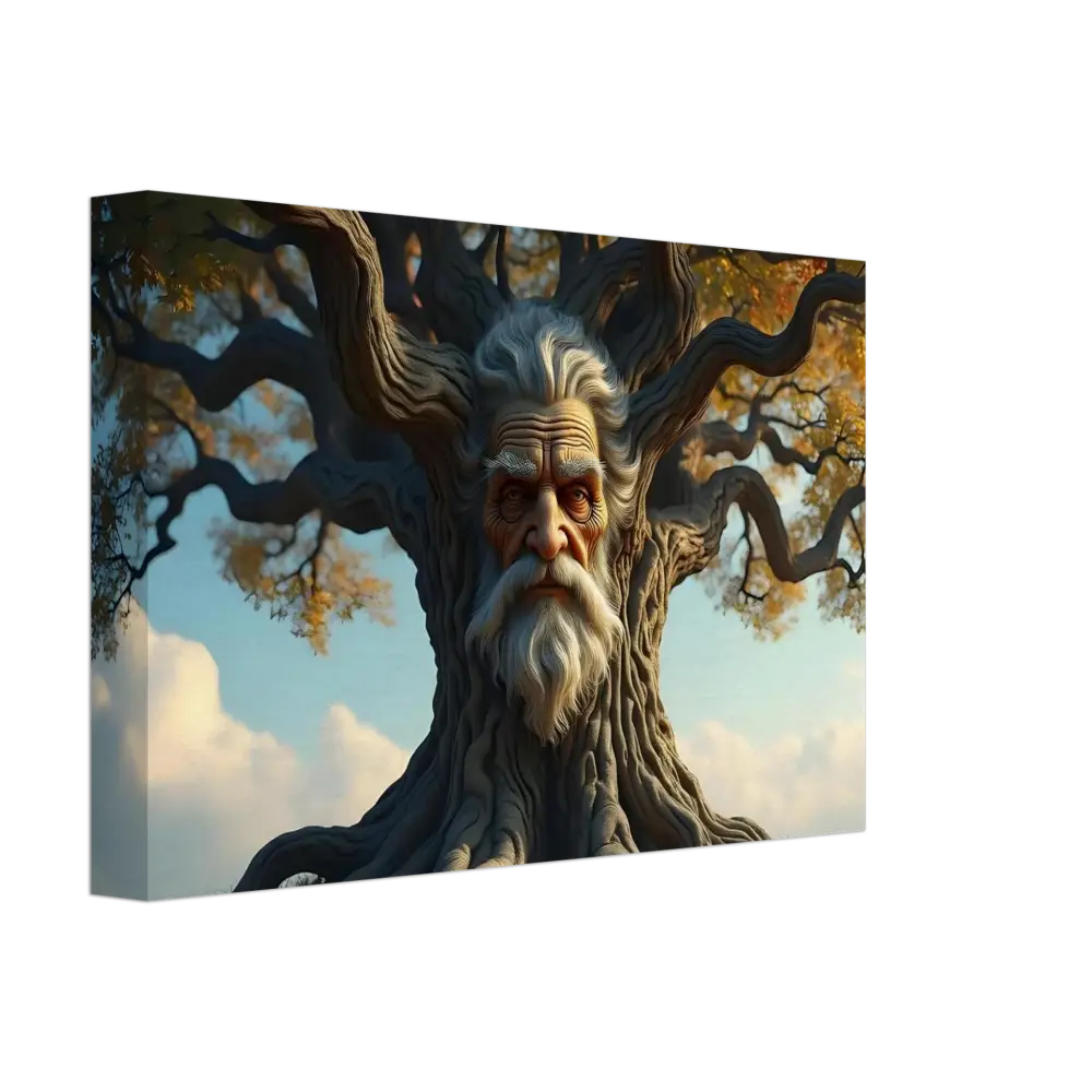 Tree with a wise old man’s face on the Treeface Canvas Wisdomroot Sentinel PixiOnyx decor
