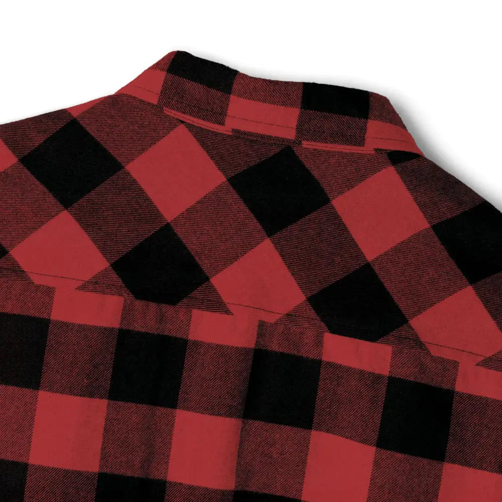 Red and black buffalo plaid flannel shirt with flaming pumpkin design from PixiOnyx
