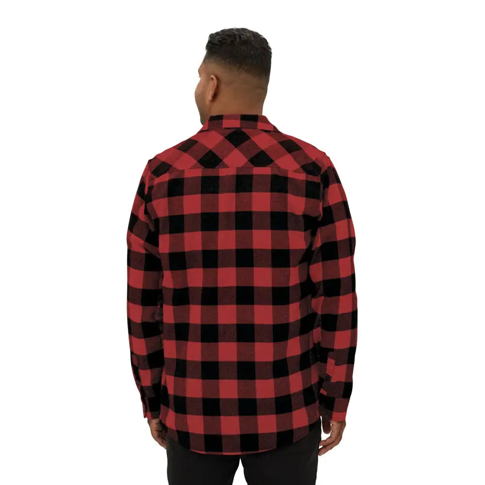 Red and black plaid flannel shirt featuring flaming pumpkin design from PixiOnyx Halloween Edition