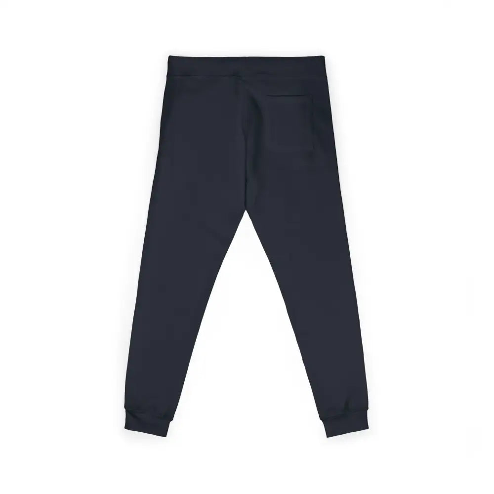 Dark blue fleece sweatpants with elastic waistband and ribbed cuffs from Flaming Pumpkin collection