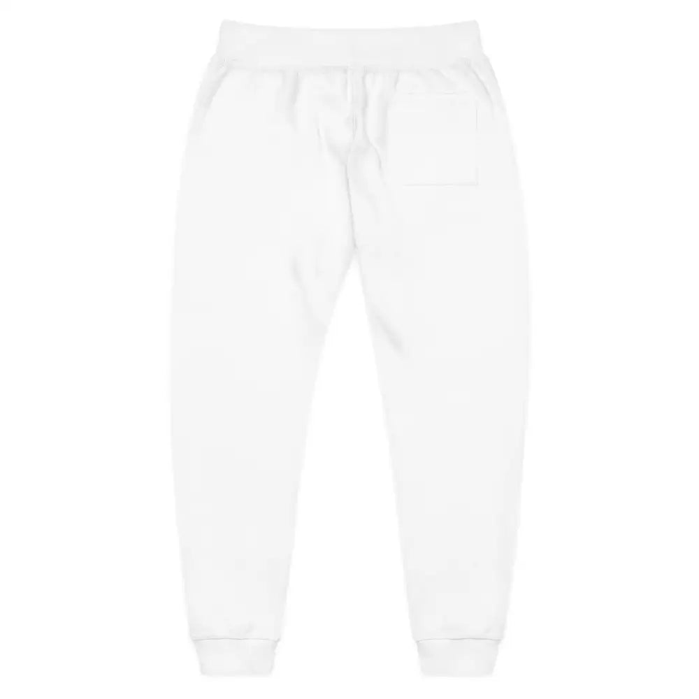 White fleece sweatpants with drawstring waist and elastic cuffs from Flaming Pumpkin collection
