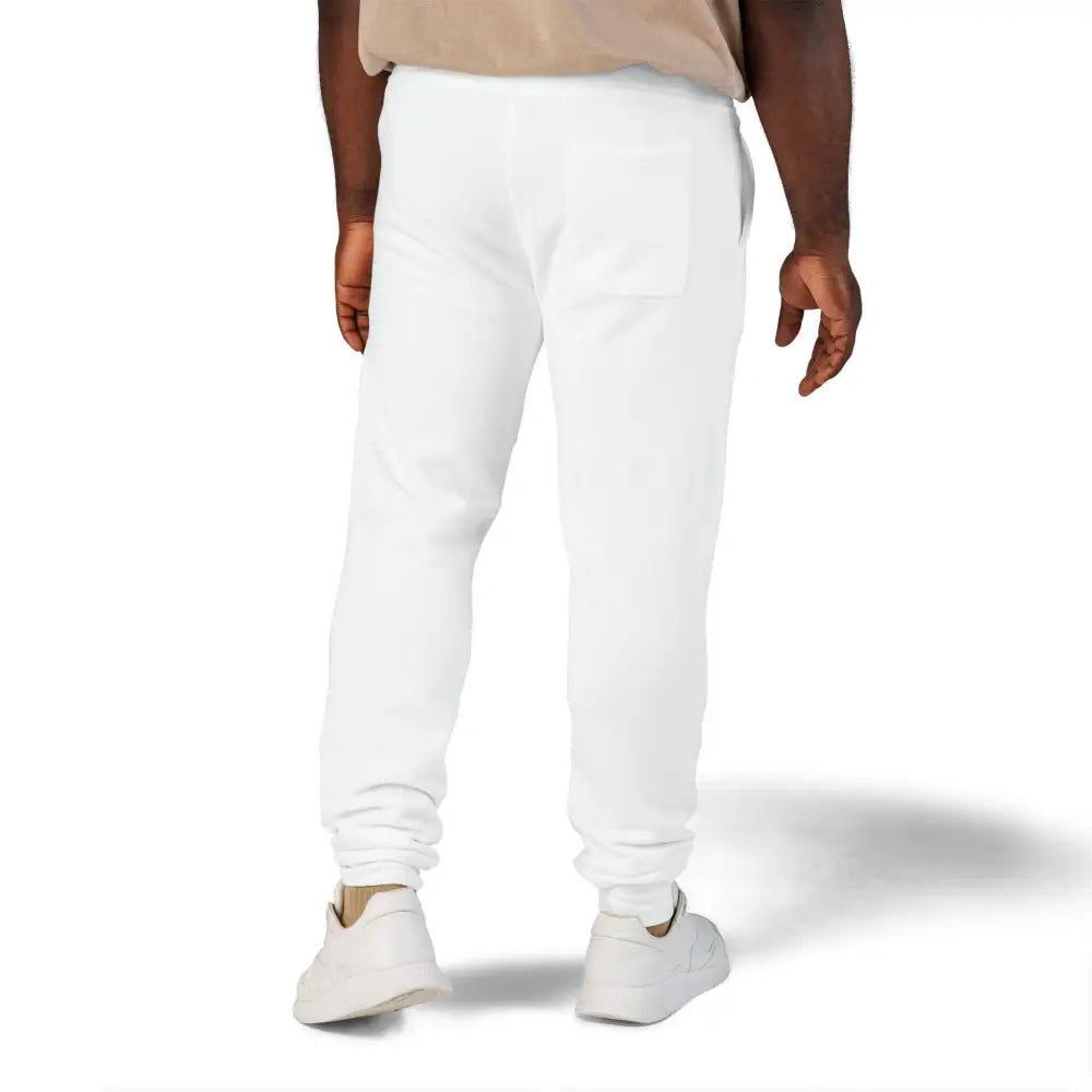 White men’s fleece sweatpants with flaming pumpkin design from PixiOnyx Cozy Halloween Streetwear