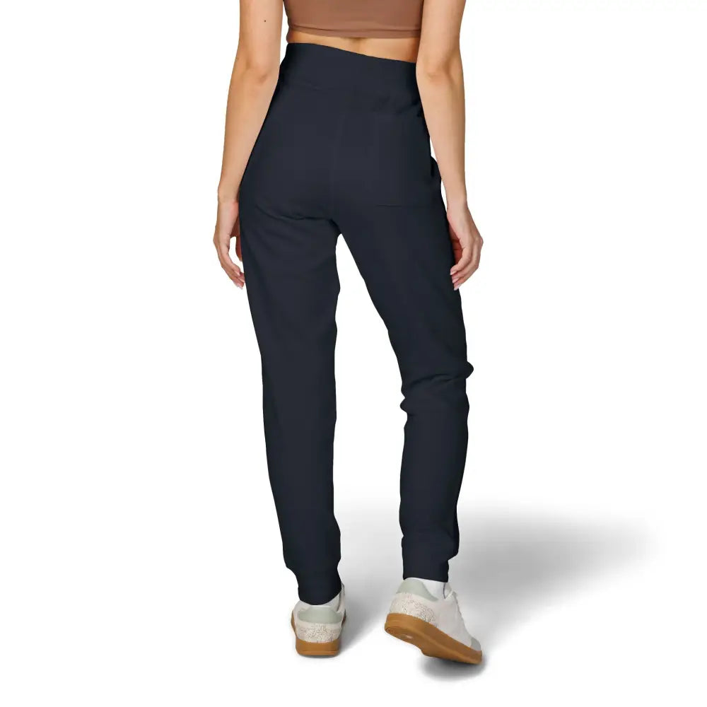 Women’s dark blue slim-fit fleece sweatpants with high waist from Flaming Pumpkin collection