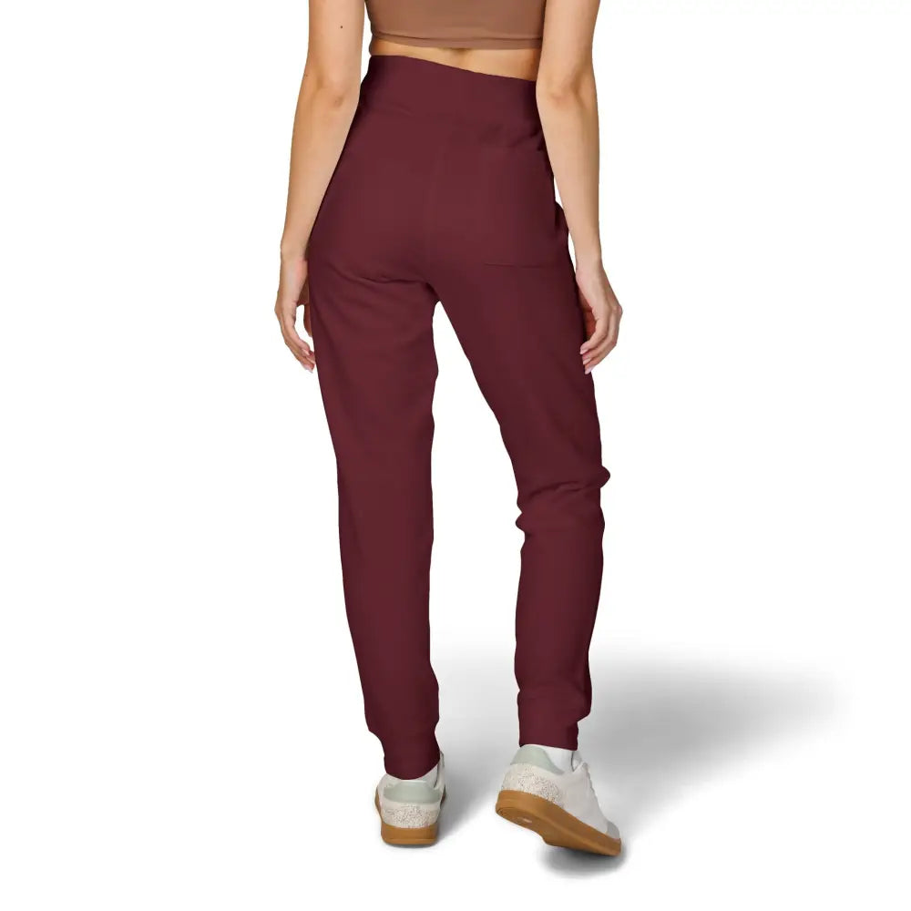 Women’s maroon fleece sweatpants with ribbed cuffs from PixiOnyx Flaming Pumpkin collection