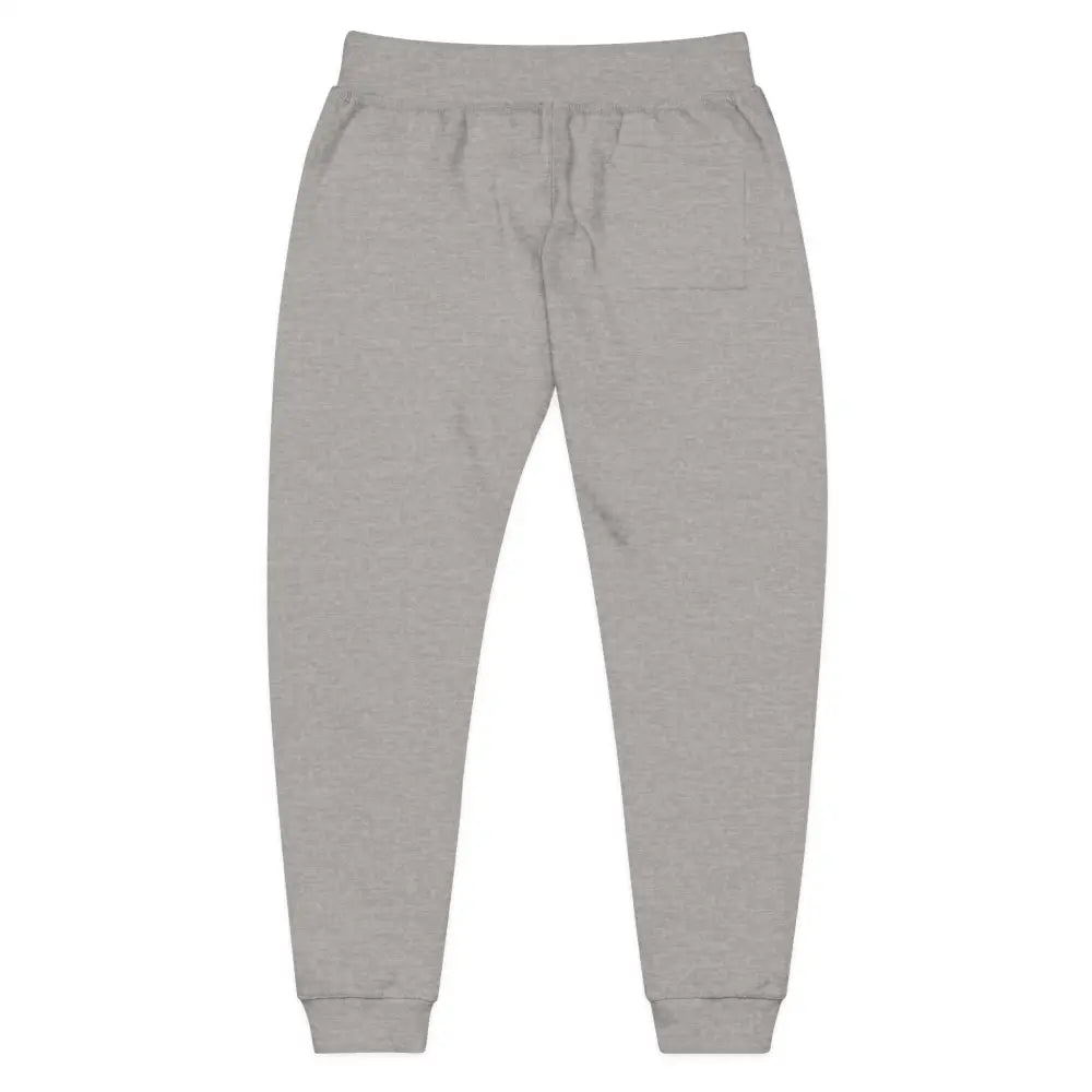 Heather grey fleece sweatpants with elastic waistband and cuffs from Flaming Pumpkin collection