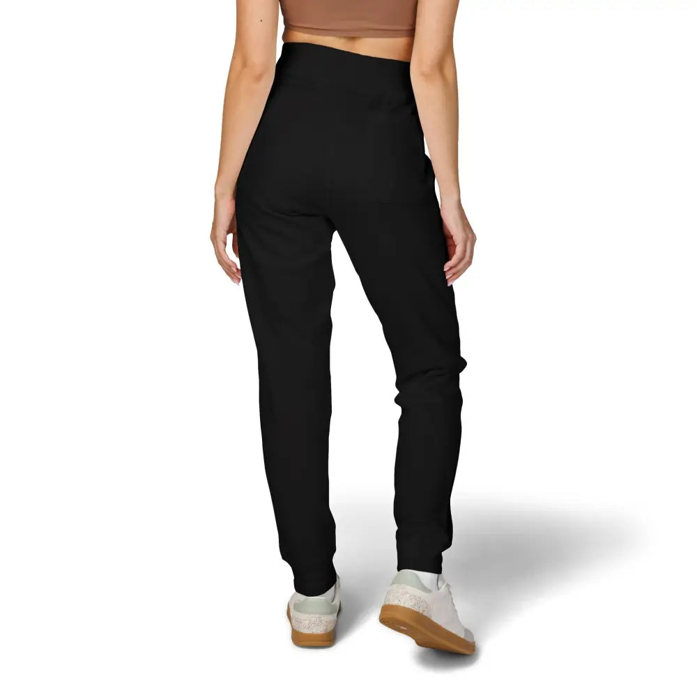 Black women’s fleece sweatpants with high waist and elastic cuffs from Flaming Pumpkin collection