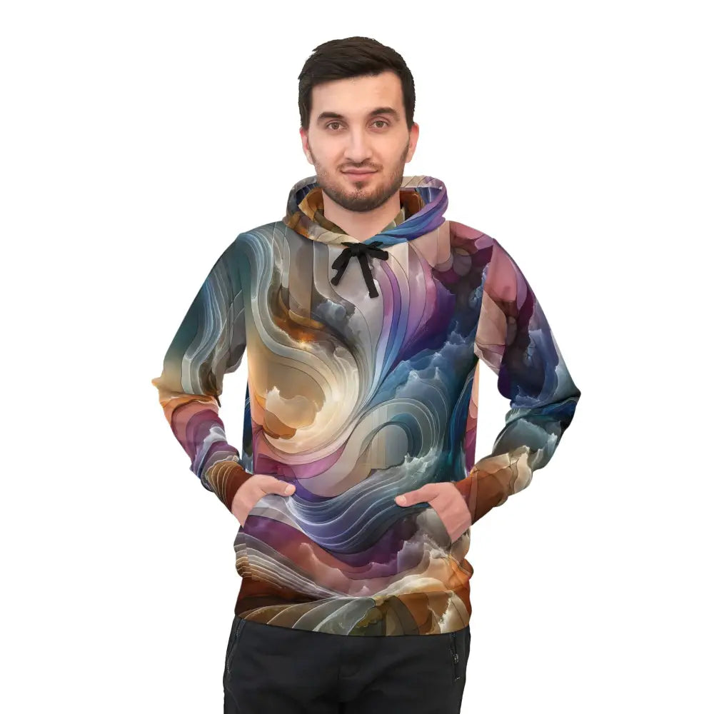 Abstract patterned hoodie from PixiOnyx Celestial Layer Flux streetwear collection