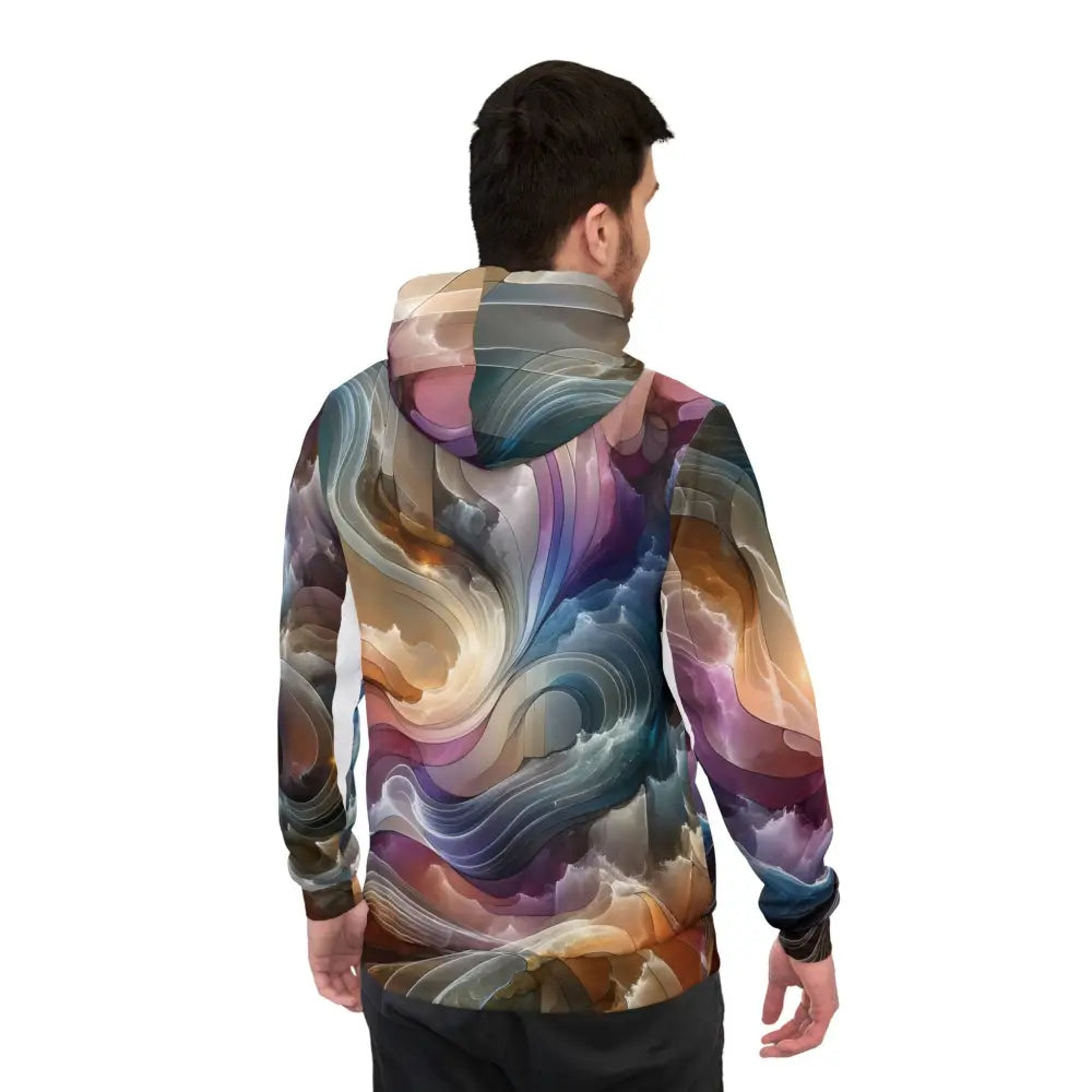 Abstract patterned hoodie from PixiOnyx Celestial Layer Flux Cosmic Streetwear collection
