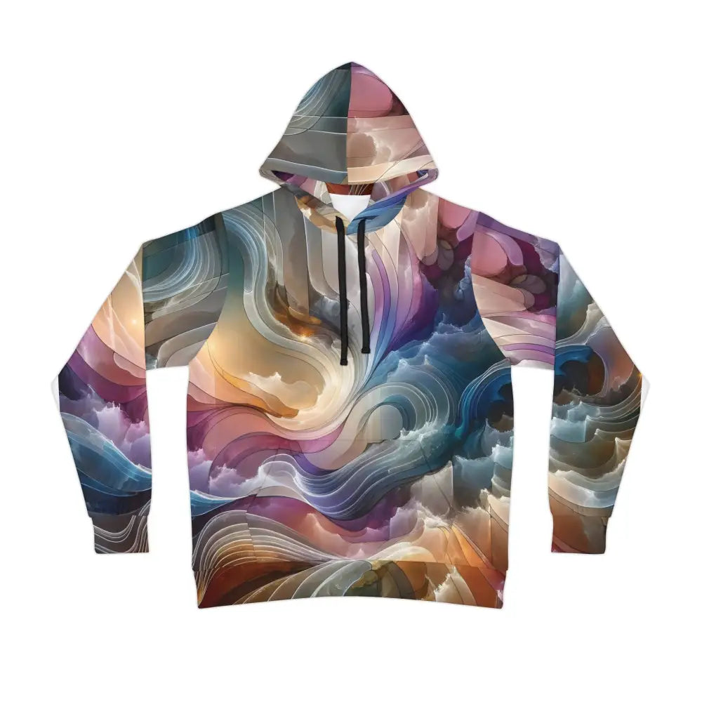 Abstract patterned hoodie from Unisex Hoodie Celestial Layer Flux PixiOnyx Cosmic Streetwear