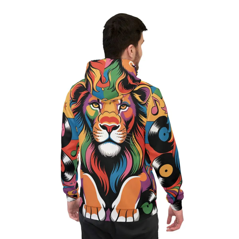 Men’s colorful lion graphic hoodie from Groove King Roars by Honson Ventures Limited