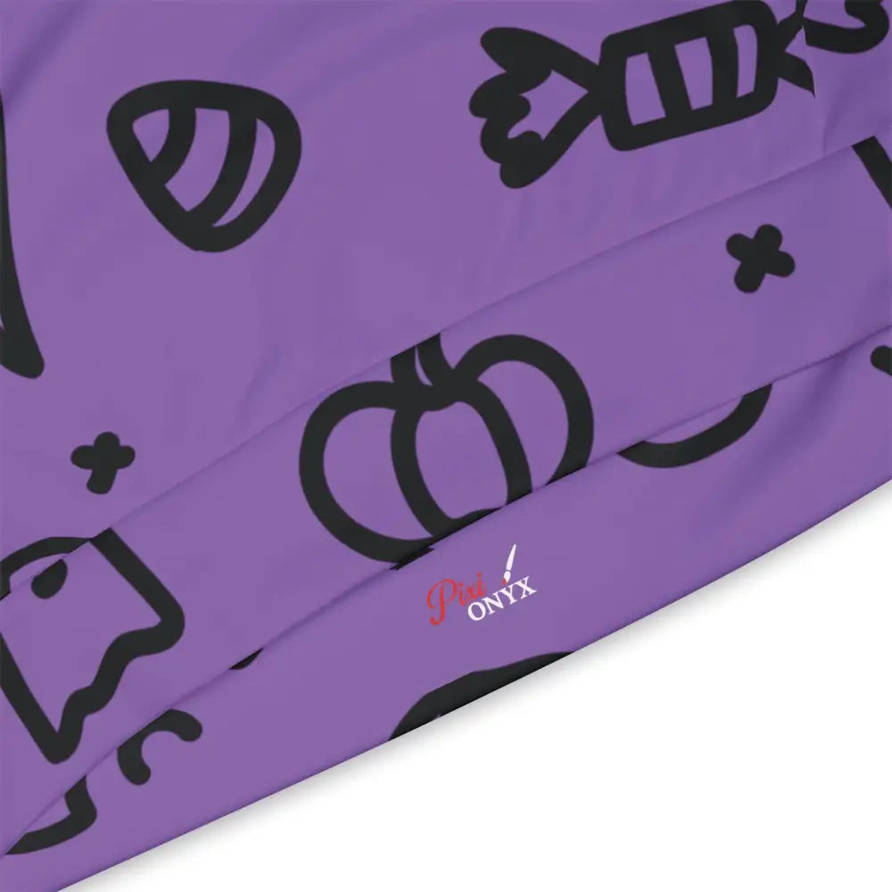 Purple fabric with black Halloween ghosts athletic patterns on Unisex Hoodie – Halloween Ghosts Athletic