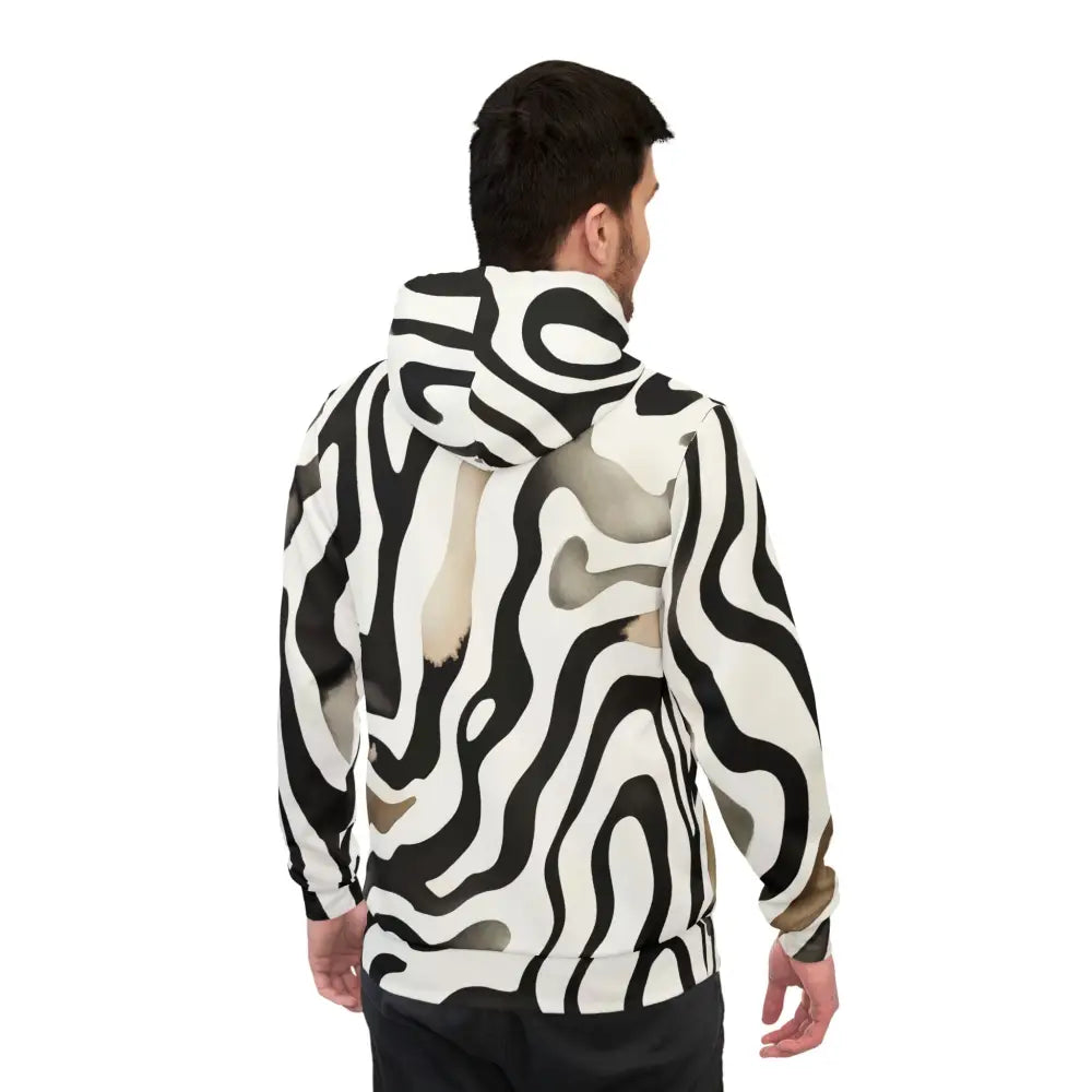 Zebra-striped hooded sweatshirt from PixiOnyx Surreal Patternwear Unisex Hoodie Monochrome Melt