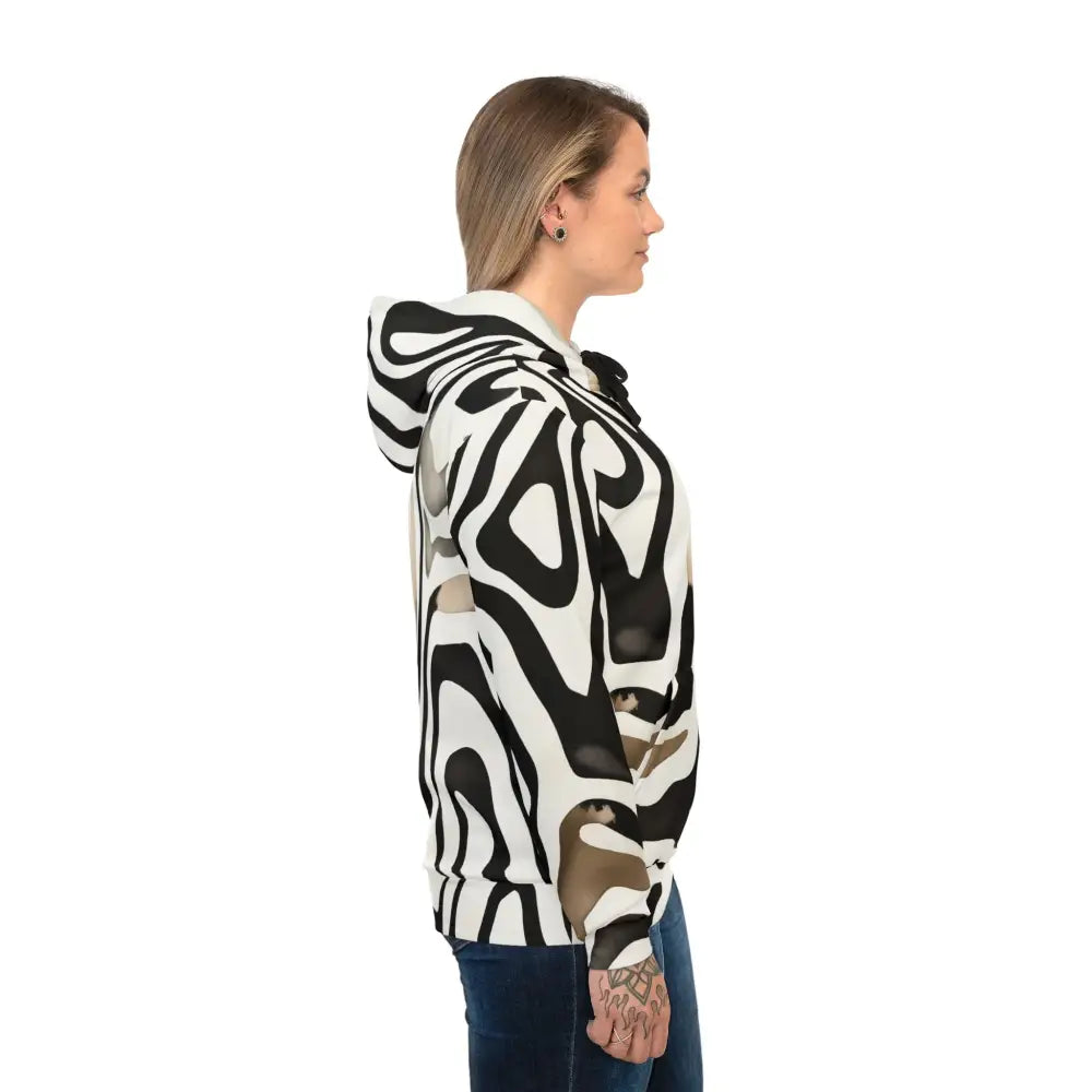 Zebra-striped hooded sweatshirt from PixiOnyx Monochrome Melt collection