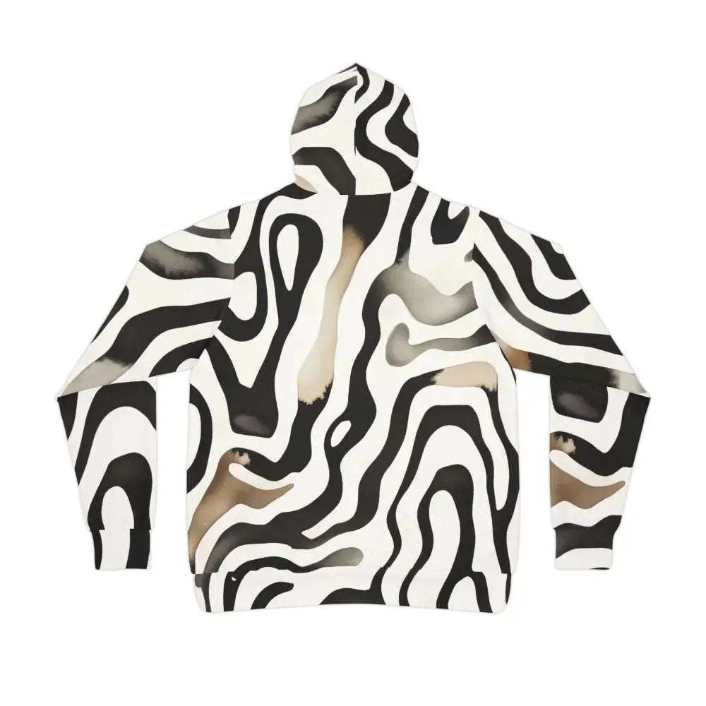Zebra-striped hooded sweatshirt from PixiOnyx Surreal Patternwear Unisex Hoodie Monochrome Melt