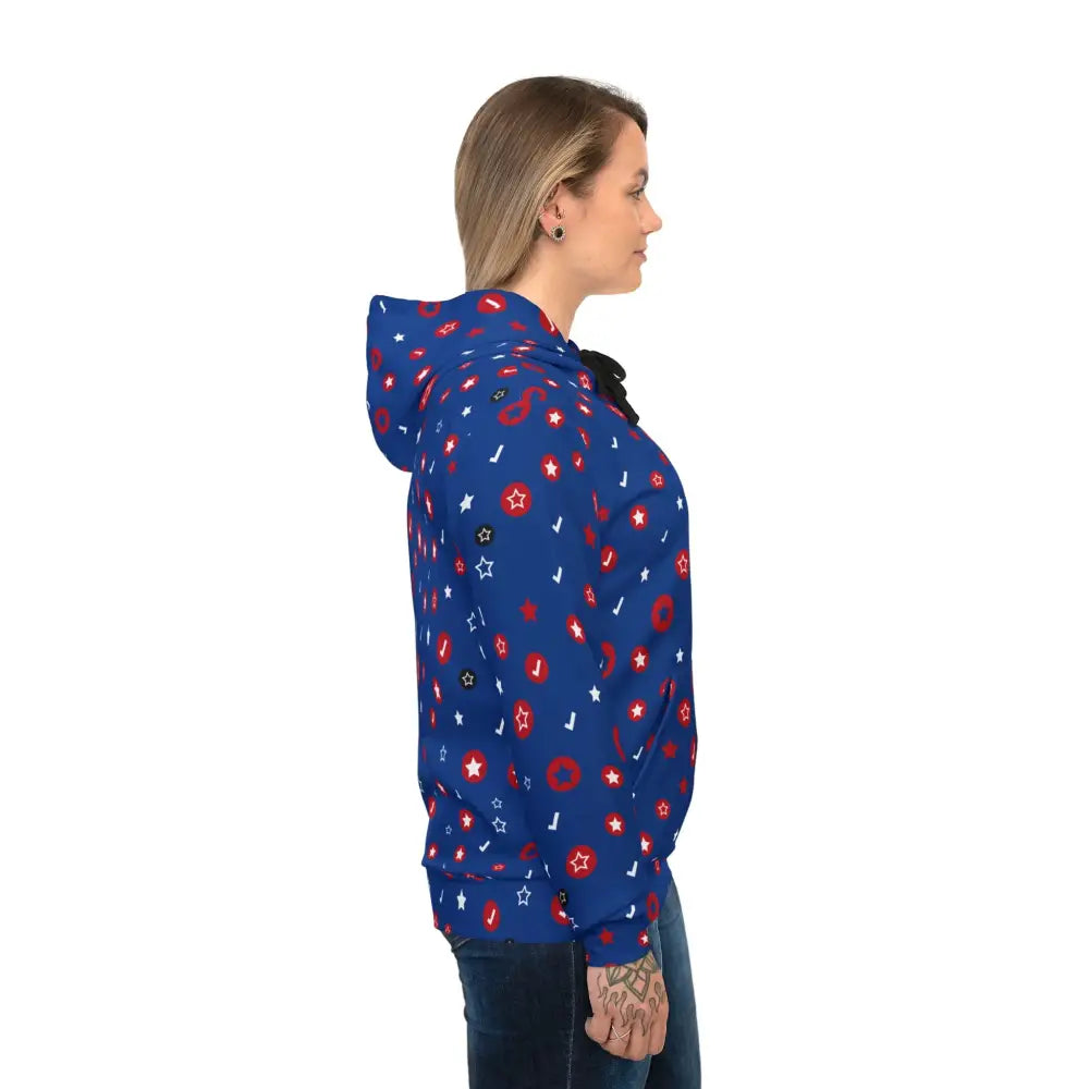Blue patterned hoodie from PixiOnyx Cosmic Corewear Unisex Orbit Pop collection
