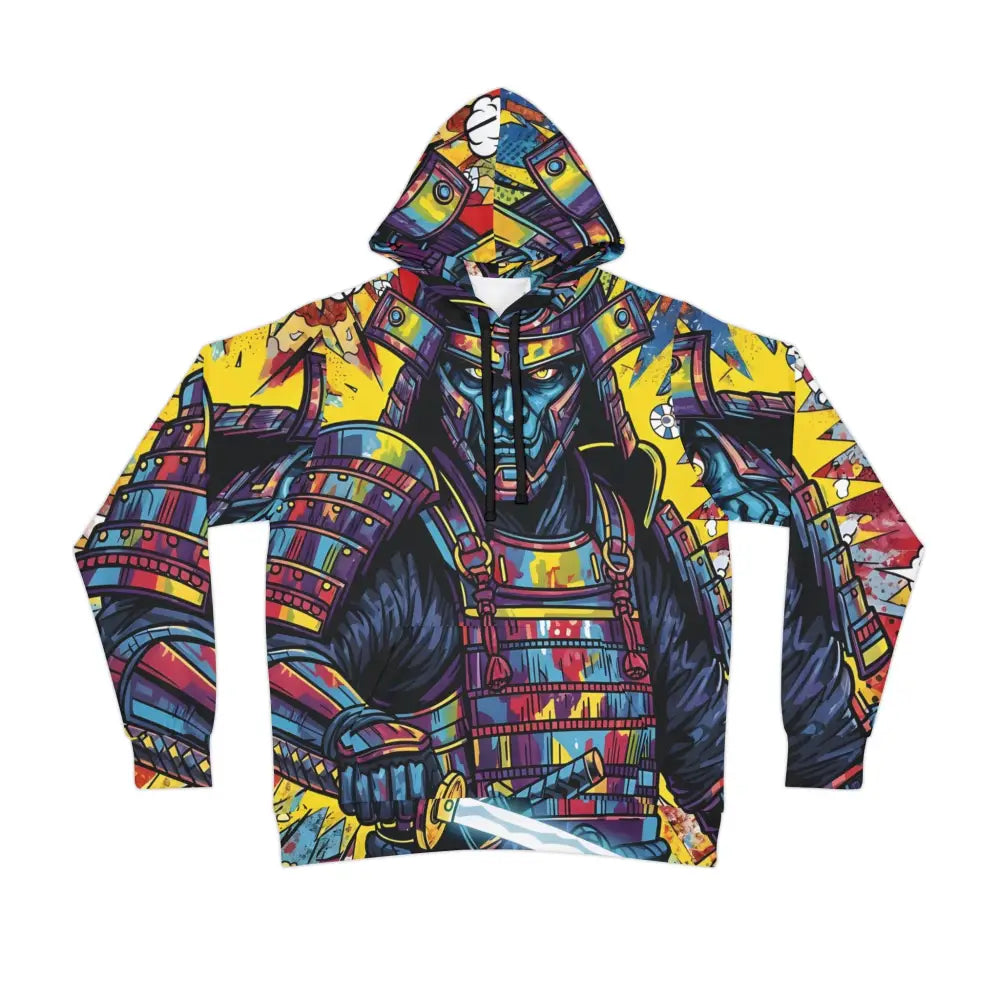 Colorful samurai splash hoodie with graphic print showcasing drip meets discipline style