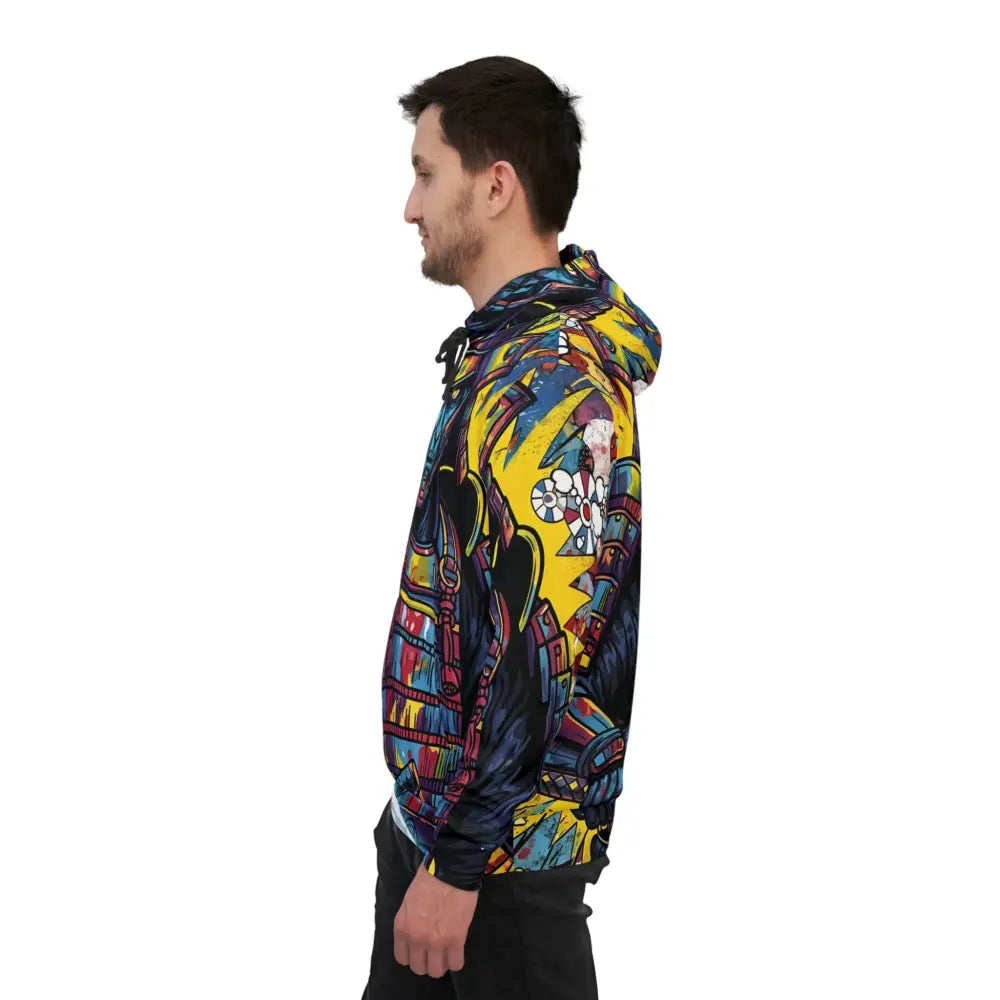 Unisex Samurai Splash Hoodie with vibrant abstract pattern from PixiOnyx Streetcore Combatwear