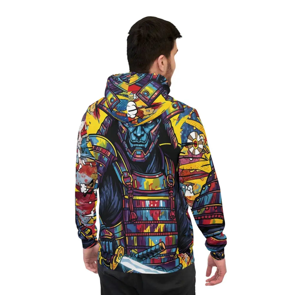 Men’s colorful Samurai Splash hoodie featuring drip meets discipline design from PixiOnyx Streetcore Combatwear
