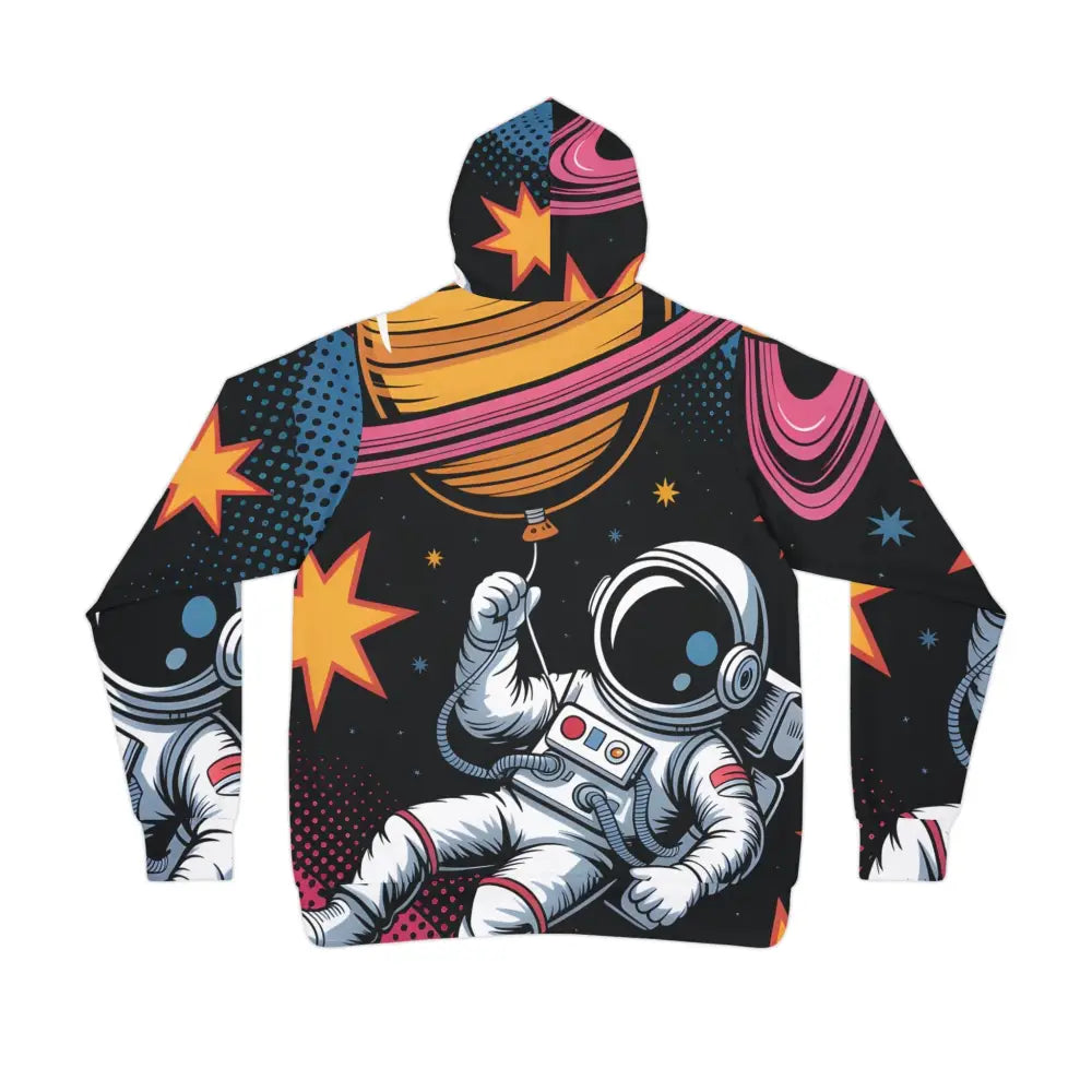 Unisex Hoodie Saturn Balloon featuring astronaut floating in surreal skies meet streetwear style