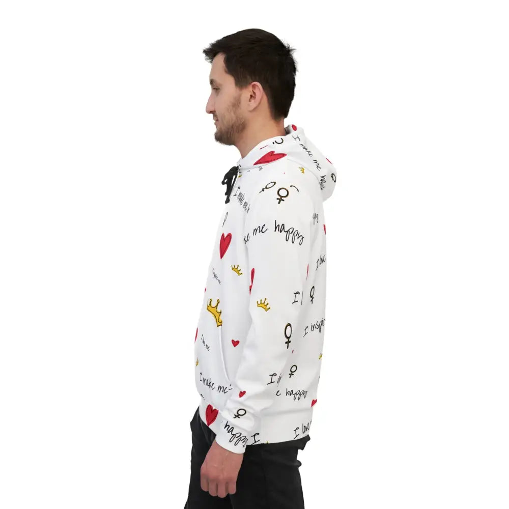 White unisex hoodie with heart and crown pattern from PixiOnyx Empowercore Drop