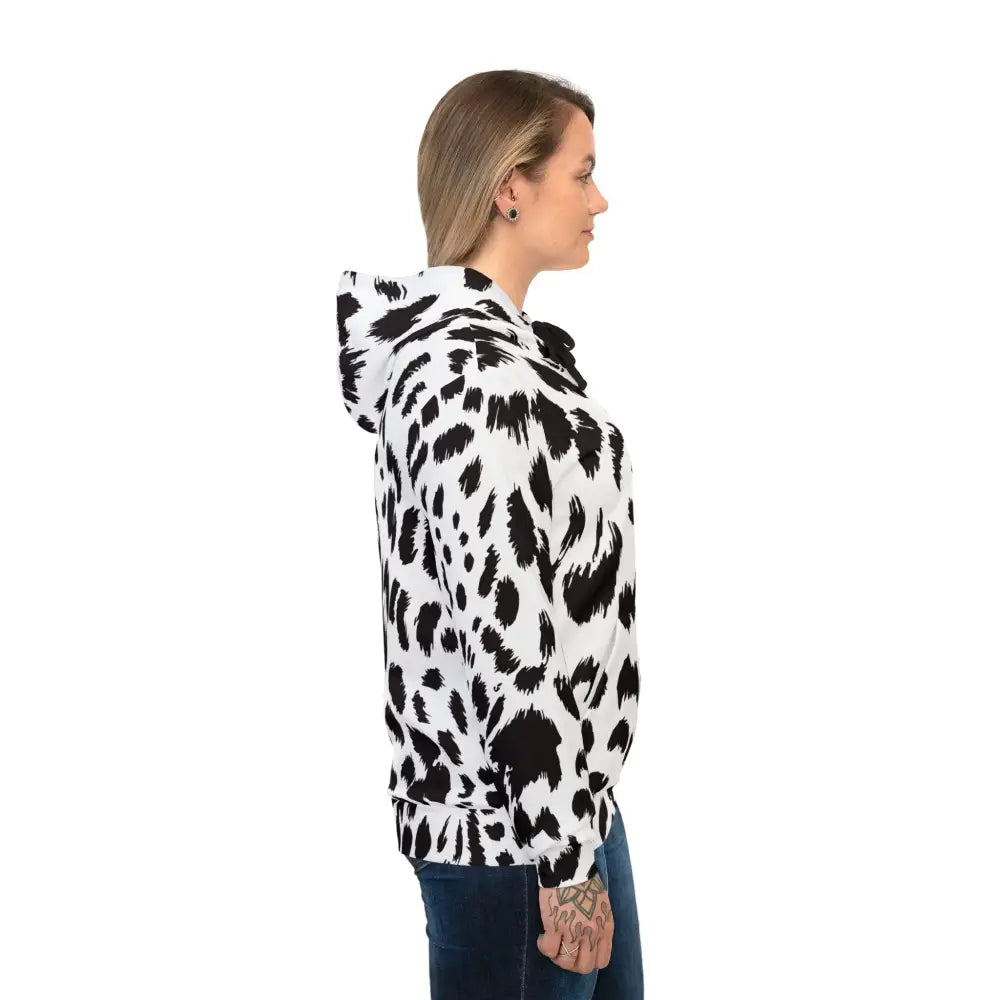 Dalmatian print hoodie in white leopard pattern from PixiOnyx Streetcore Edition